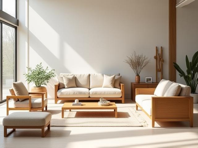 Mobilier en bois massif artisanal élégant